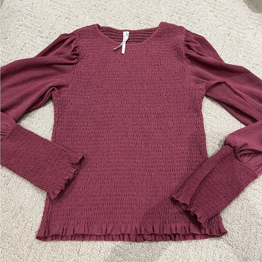 Anthropologie shirred ruched blouse size M